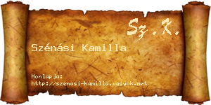 Szénási Kamilla névjegykártya